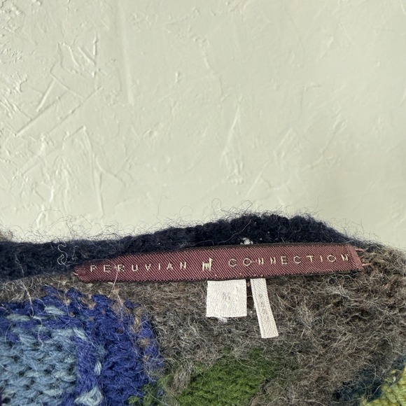 Peruvian Connection Floral Womens Sweater M Alpaca Cardigan Button V-neck L/S S2 - Picture 6 of 7